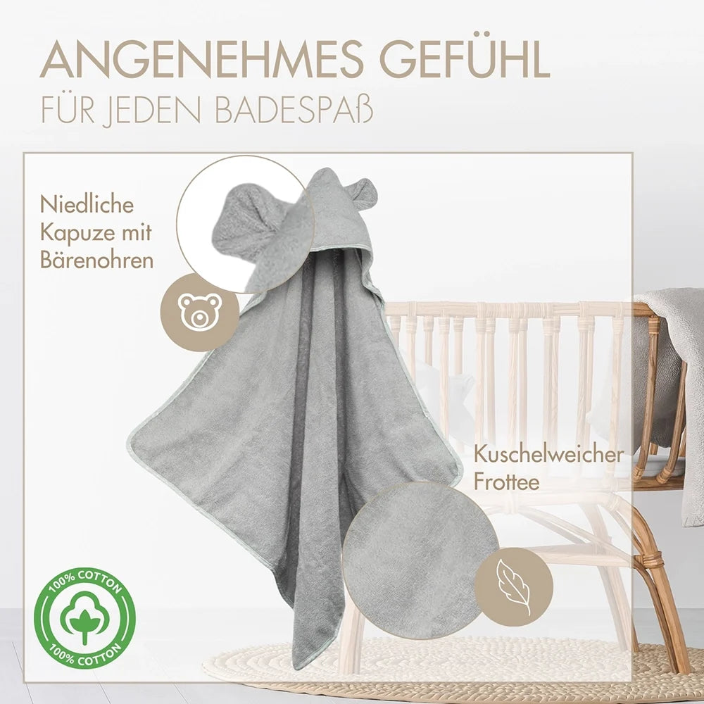 Baby Kapuzenhandtuch Grau