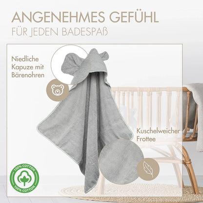 Baby Kapuzenhandtuch Grau