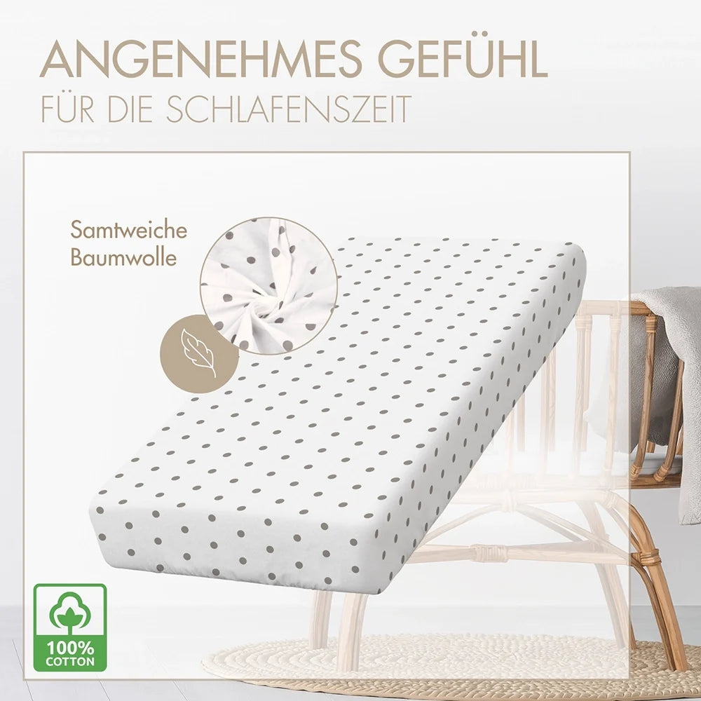 Kinder-Spannbettlaken 140x70 cm – „Graue Tupfen“