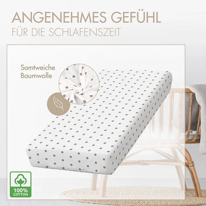 Kinder-Spannbettlaken 140x70 cm – „Graue Tupfen“