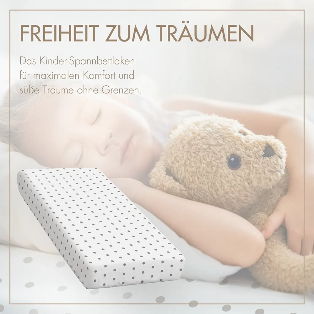 Kinder-Spannbettlaken 140x70 cm – „Graue Tupfen“