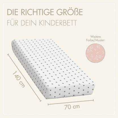 Kinder-Spannbettlaken 140x70 cm – „Graue Tupfen“
