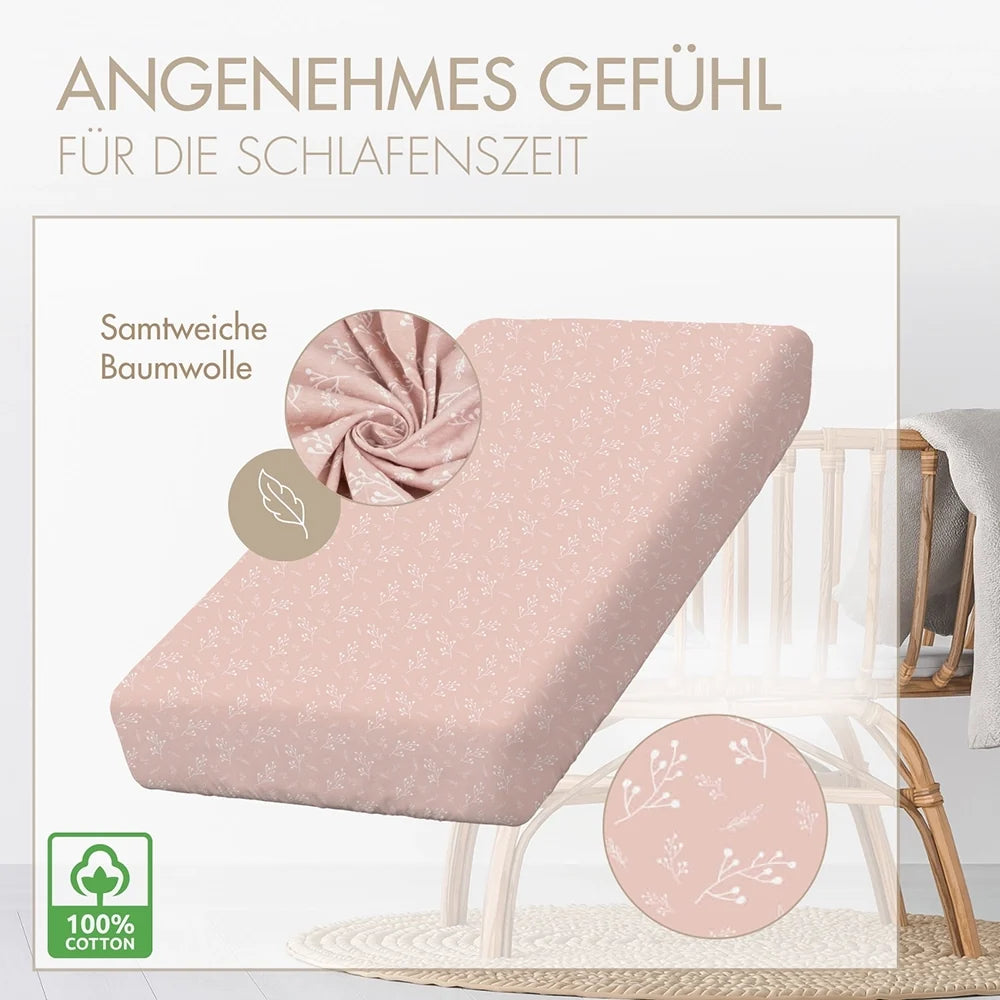 Kinder-Spannbettlaken 140x70 cm – „Rose Blüte“