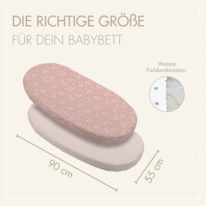 2er Set Baby Spannbettlaken Oval – „Rose Blüte“
