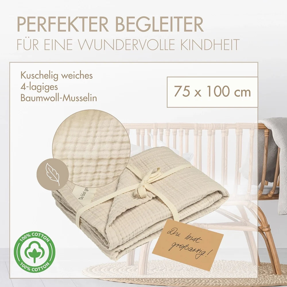 Musselin Decke 100 cm x 75 cm Weicher Wüstensand