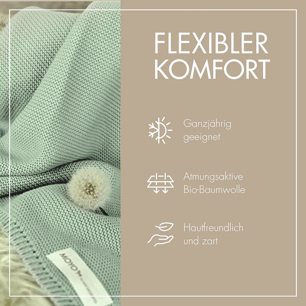 Babydecke Linksstrick Pointelle aus Baumwolle