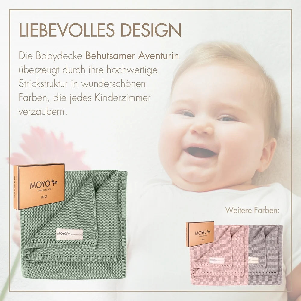 Babydecke Linksstrick Pointelle aus Baumwolle