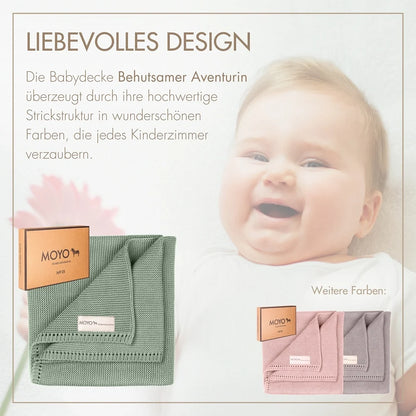 Babydecke Linksstrick Pointelle aus Baumwolle