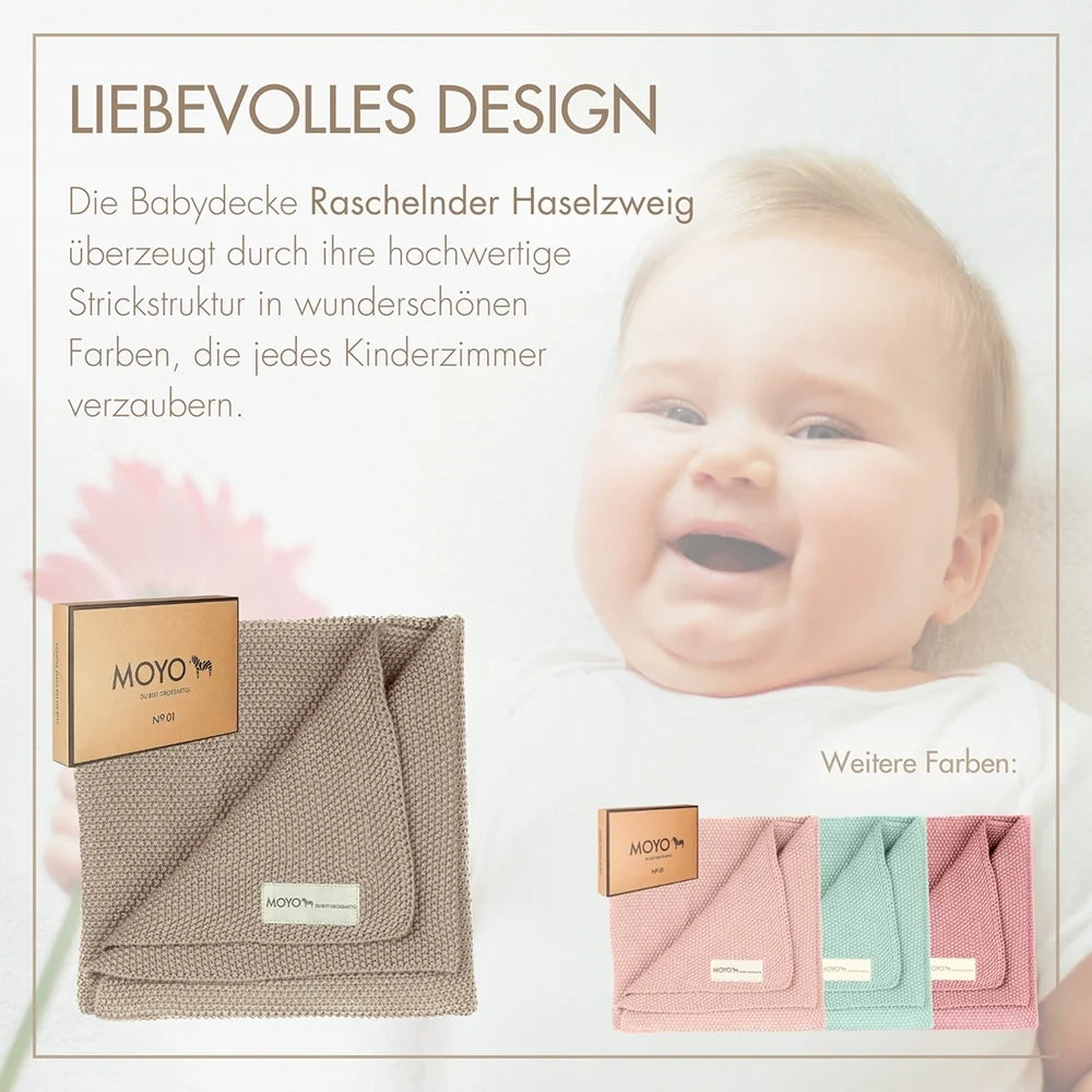 Babydecke Reiskorn-Struktur "Raschelnder Haselzweig"