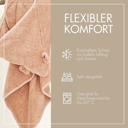 Baby Kapuzenhandtuch mit Ohren in Puder
