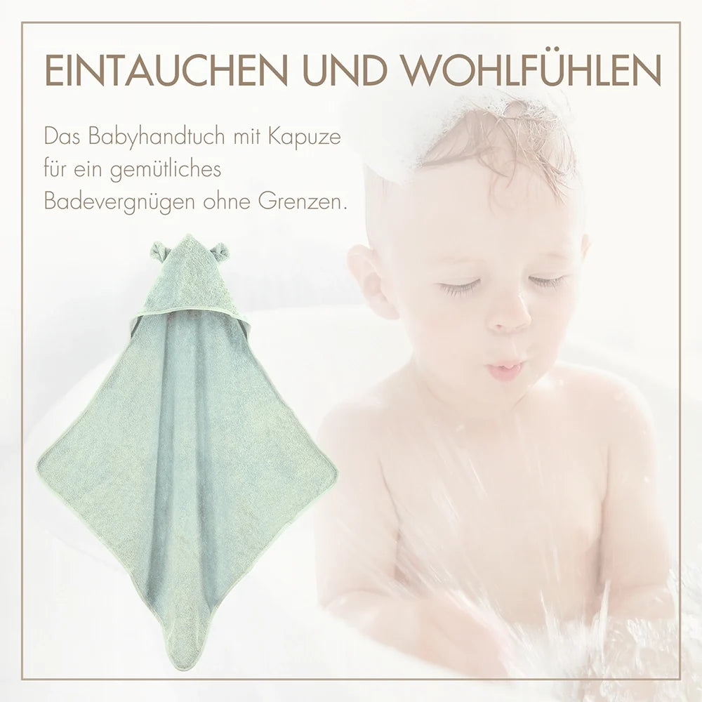 Baby Kapuzenhandtuch mit Bärenohren Mint 75x75 cm
