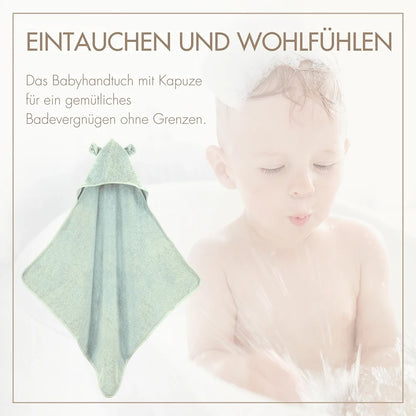 Baby Kapuzenhandtuch mit Bärenohren Mint 75x75 cm