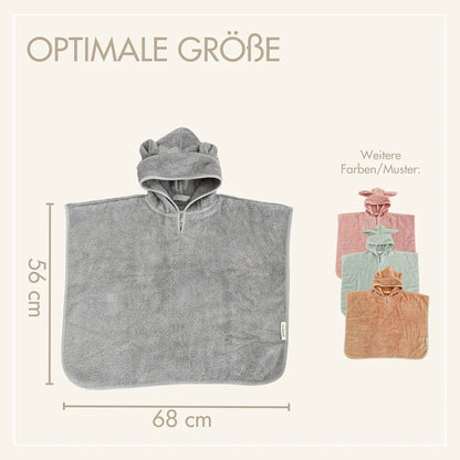 Baby Badeponcho 75x75 cm – „Grau“ mit niedlichen Bärenohren
