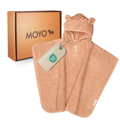 Baby Badeponcho 75x75 cm – „Puder“ mit niedlichen Bärenohren