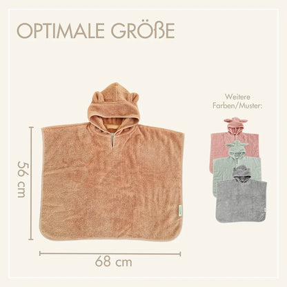 Baby Badeponcho 75x75 cm – „Puder“ mit niedlichen Bärenohren