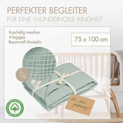 Musselin Decke 100 cm x 75 cm Heller Eukalyptus