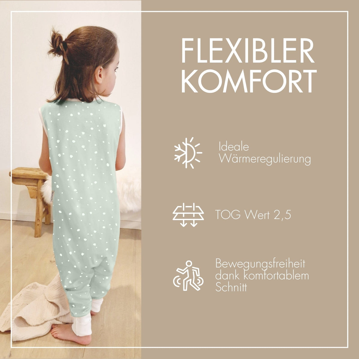 Schlafsack mit Füßen Wunderbare Tupfenwelt Mint 2.5 TOG
