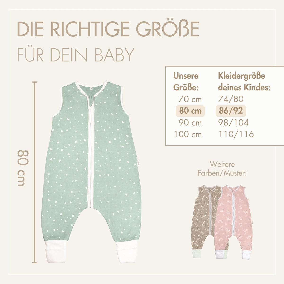 Schlafsack mit Füßen Wunderbare Tupfenwelt Mint 2.5 TOG