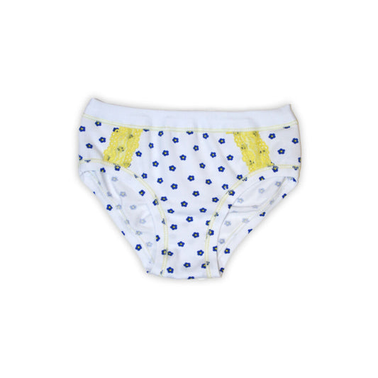 Cotton girl's panties - Cotton jersey - floral - white - 110-0