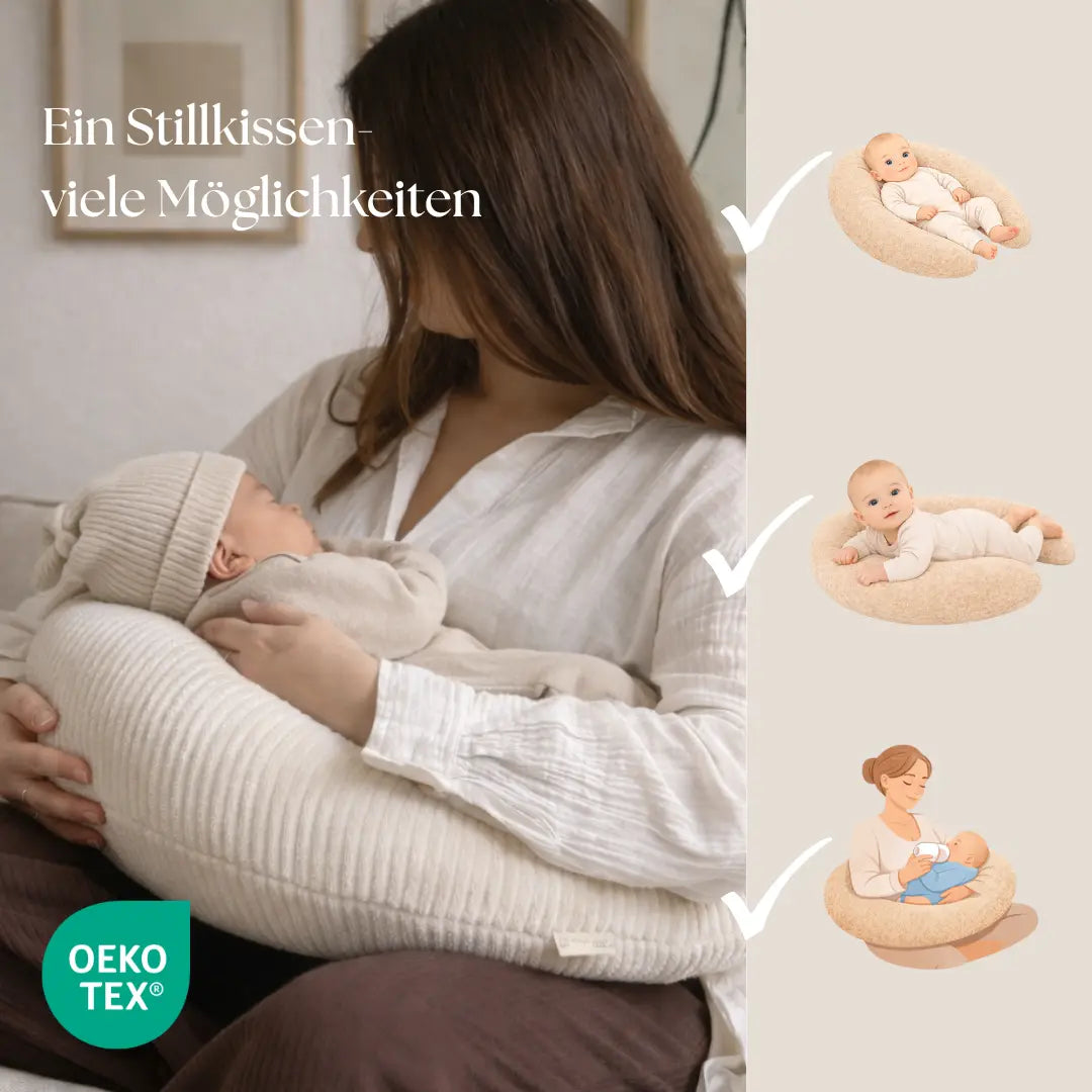 U-shaped corduroy nursing pillow with removable cover - ergonomic moon-shaped nursing pillow