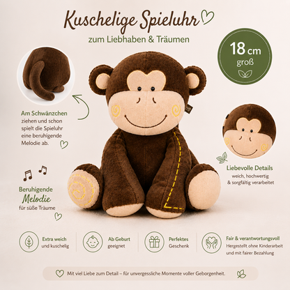 Windeltorte SAFARI mit Affen-Spieluhr - Geschenk zur Geburt