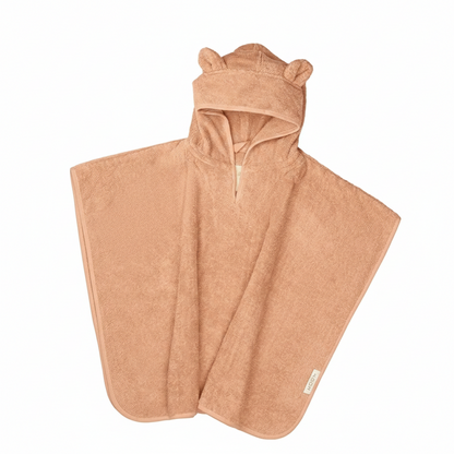 Baby Badeponcho 75x75 cm – „Puder“ mit niedlichen Bärenohren