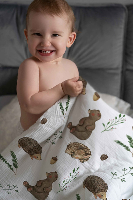 “Bär, Igel, Reh” Premium Kinderbettwäsche