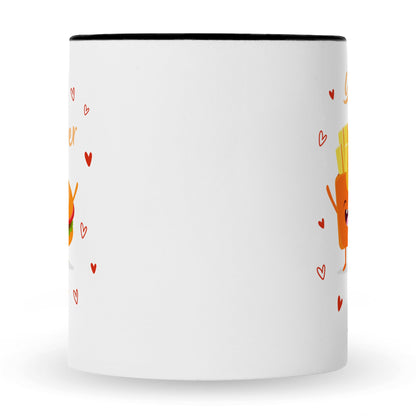 Bedruckte Tasse mit Spruch Burger to my fries