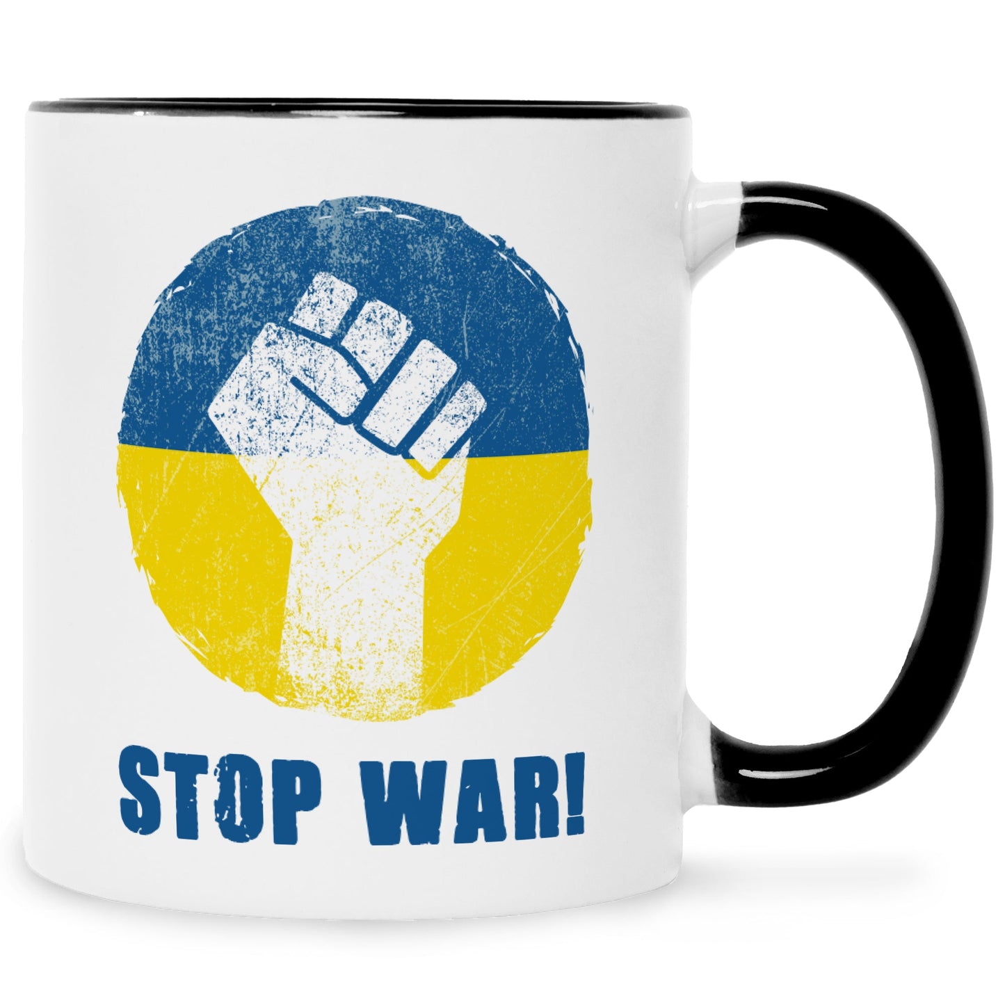 Bedruckte Tasse mit Spruch Stop War Ukraine