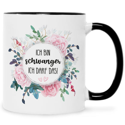 Bedruckte Tasse mit Spruch Ich bin Schwanger ich darf das