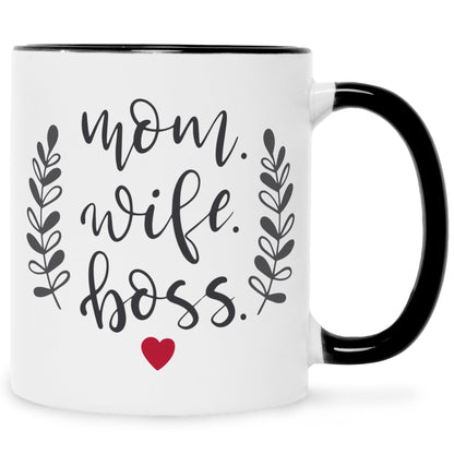 Bedruckte Tasse mit Spruch Mom Wife Boss