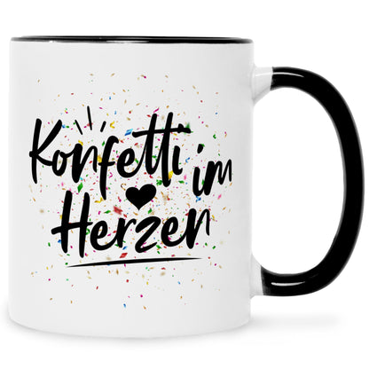 Bedruckte Tasse mit Spruch Konfetti im Herzen