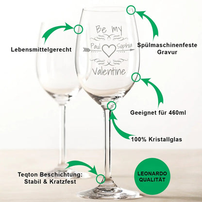Leonardo Weinglas "Be my Valentine" mit Namen Gravur