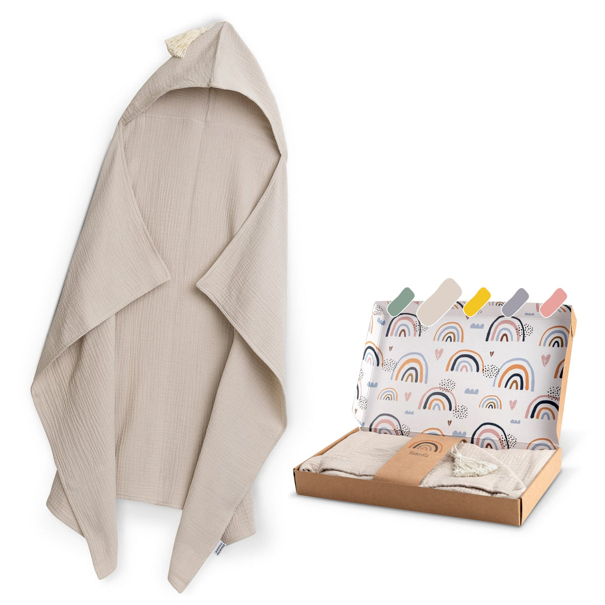 Musselin Kapuzenhandtuch (75x100cm)  Beige