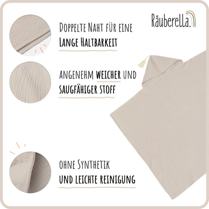 Musselin Kapuzenhandtuch (75x100cm)  Beige
