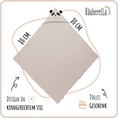 Kapuzenhandtuch Panda Baby, Beige 80x80 cm