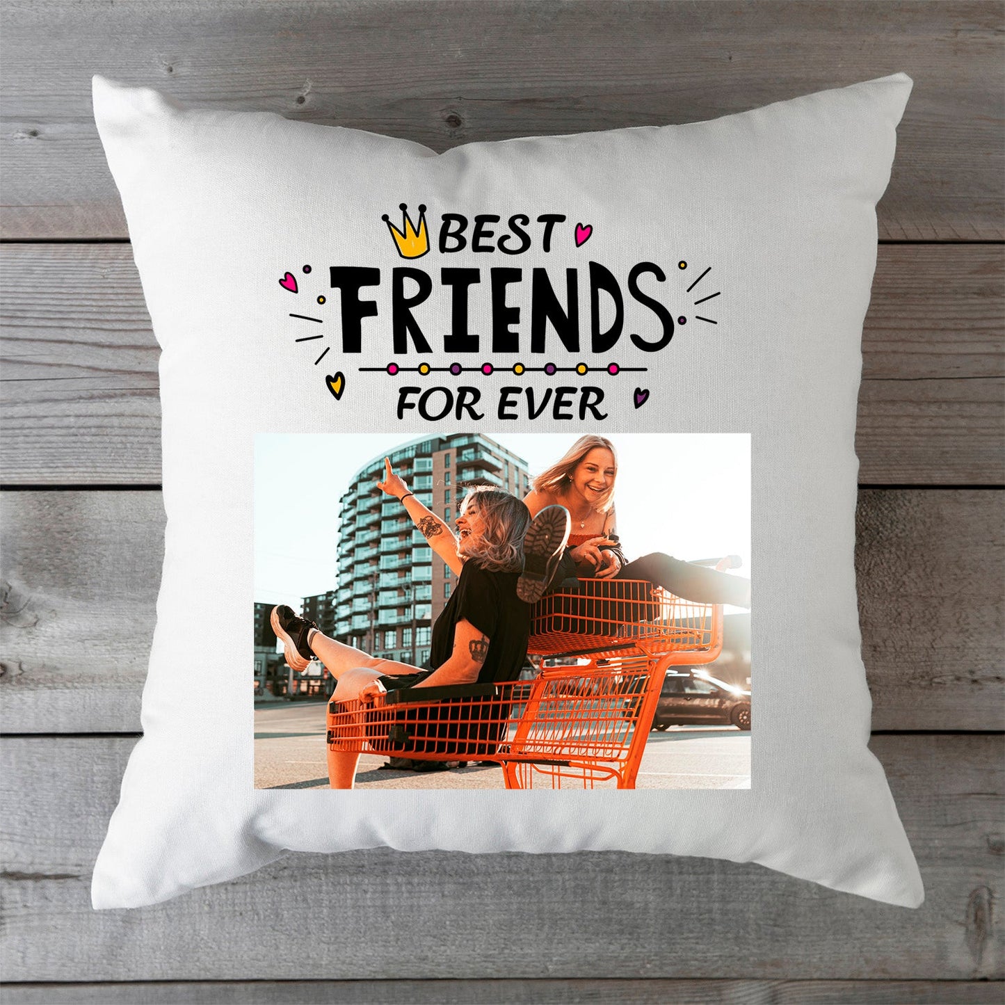 Bedrucktes Kissen im Best Friends For Ever Design mit eigenem Foto