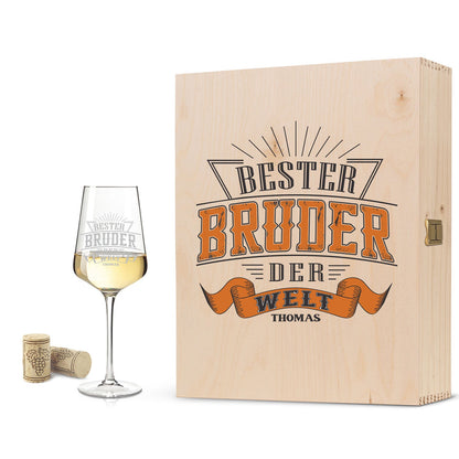 Leonardo Weinglas mit Gravur "Bester Bruder der Welt"