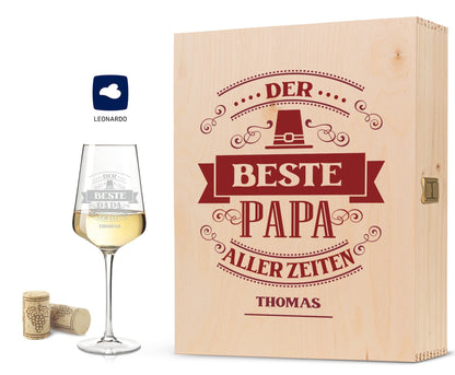 Leonardo Weinglas mit Gravur "Bester Papa aller Zeiten"