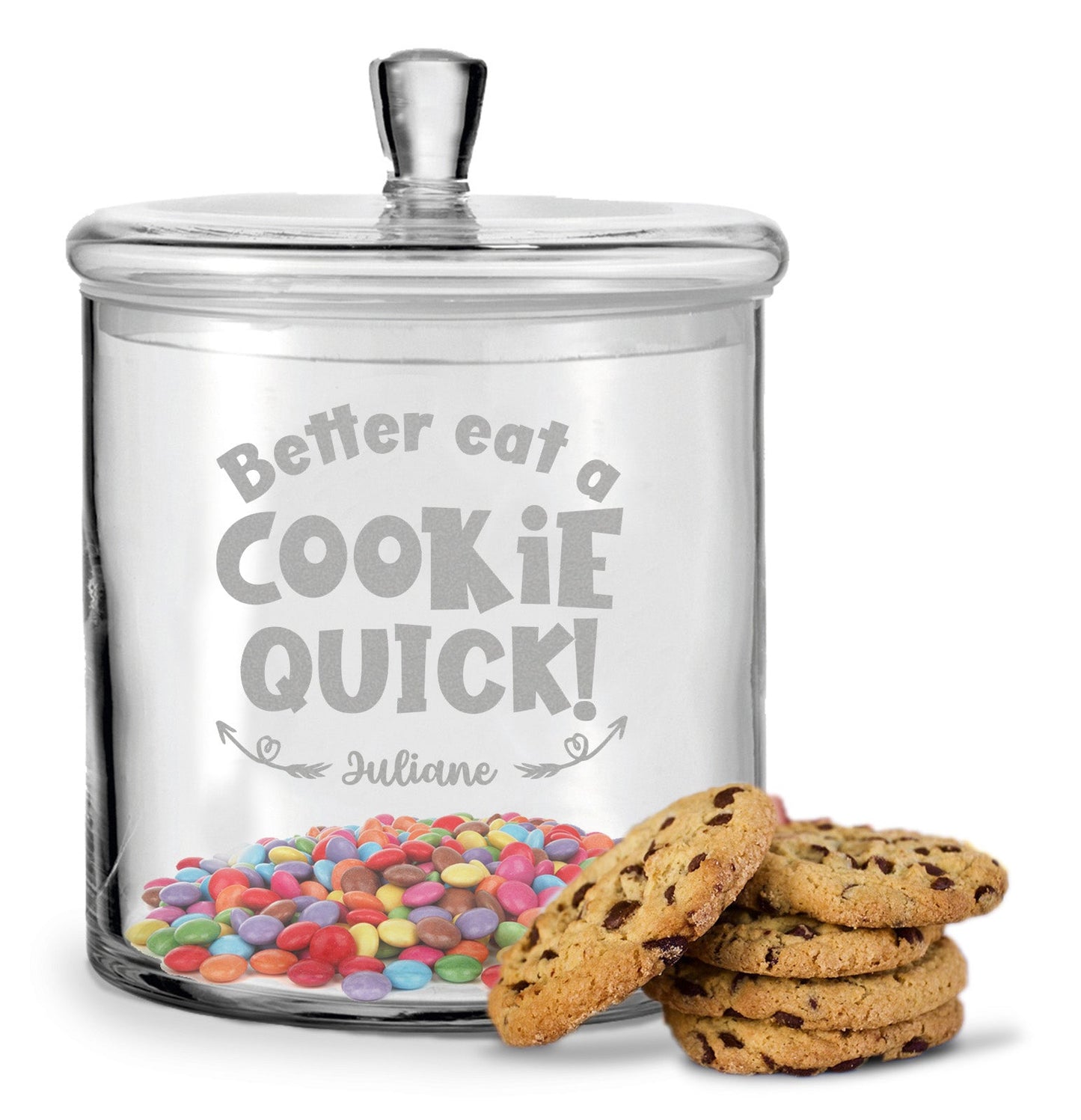 Leonardo Keksglas mit Gravur "Better eat a cookie quick"