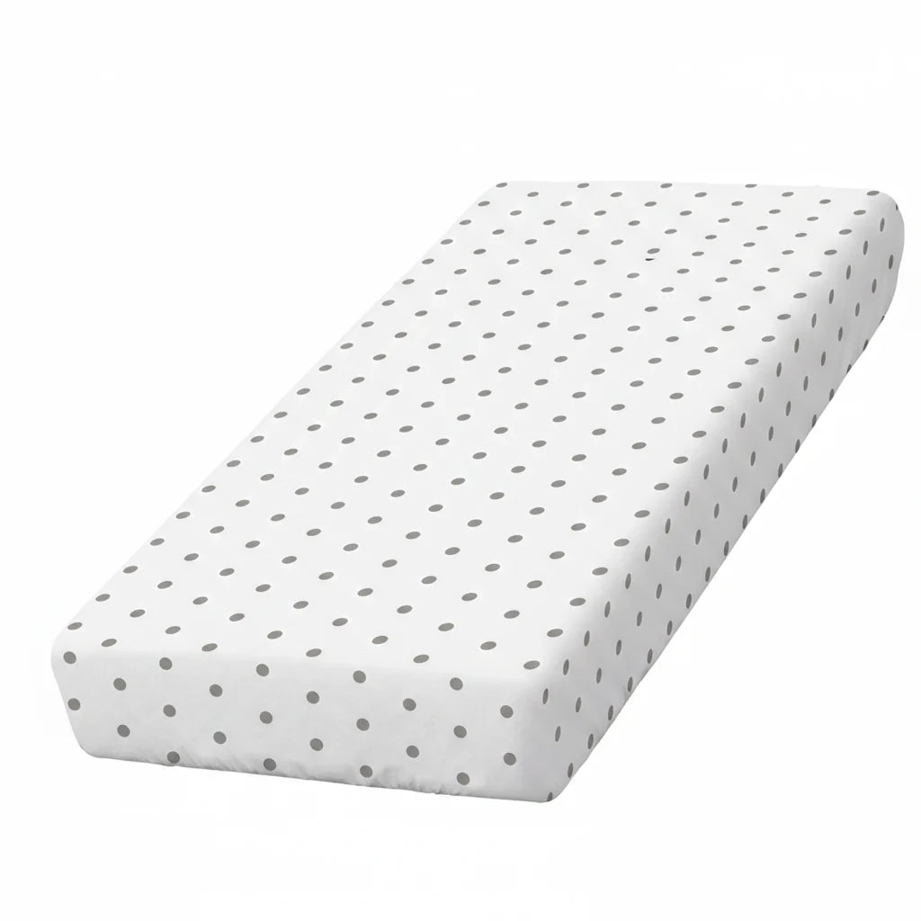Kinder-Spannbettlaken 140x70 cm – „Graue Tupfen“