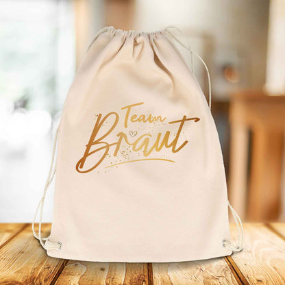 Bedruckter Turnbeutel im Team Braut Design
