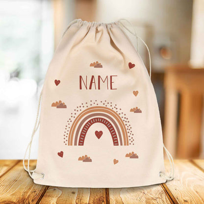 Bedruckter Turnbeutel für Kinder im Regenbogen Design