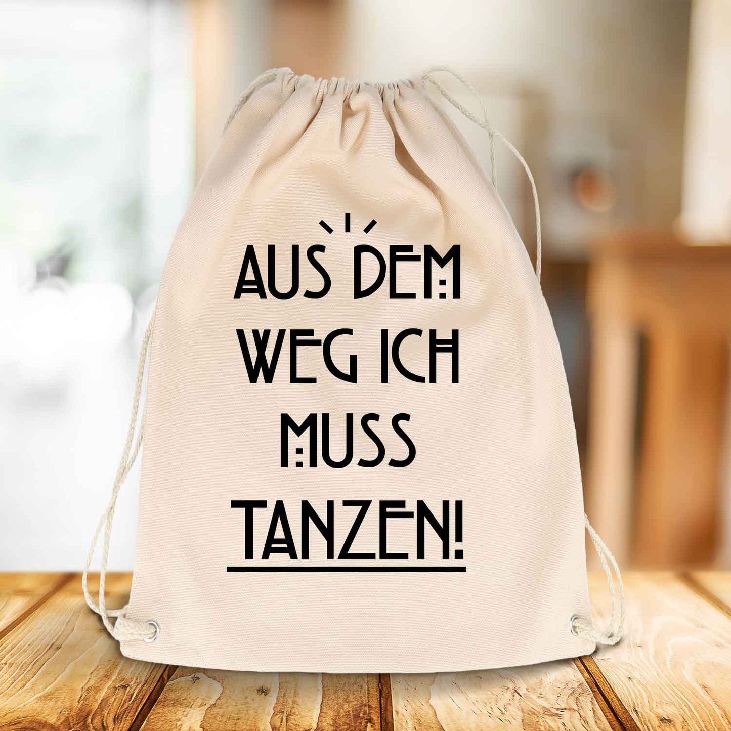 Bedruckter Turnbeutel mit Spruch Ich muss tanzen