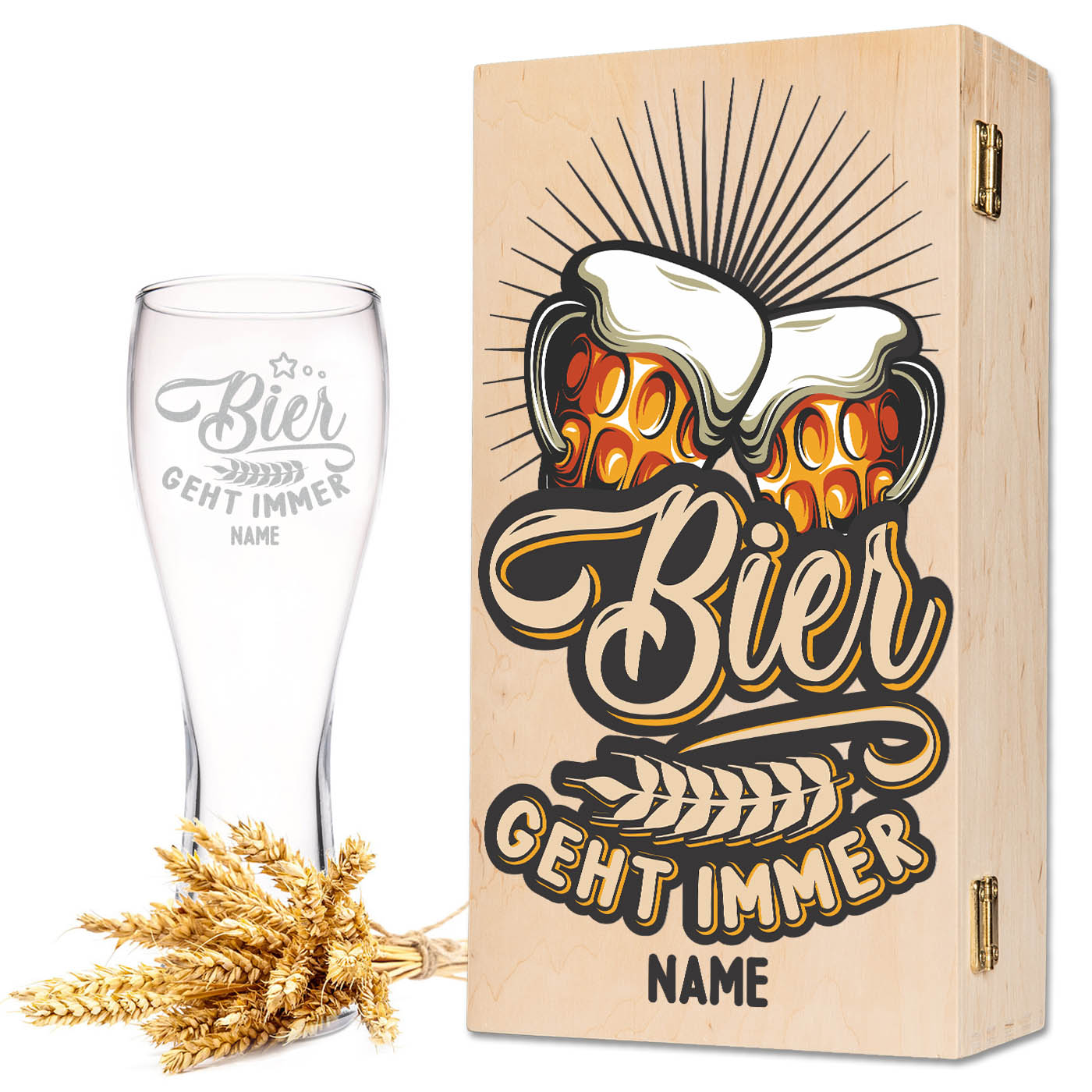 Leonardo Weizenglas "Bier geht immer" mit Namen