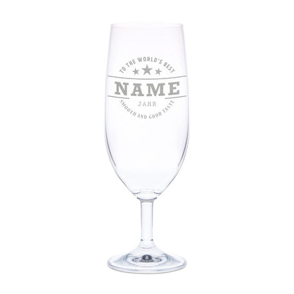 Leonardo Bierglas mit Gravur "To the world's best"