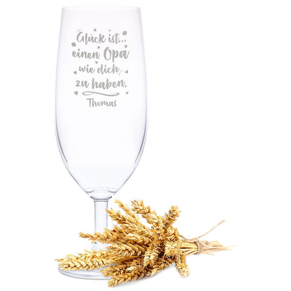 Leonardo Bierglas mit Gravur "Glück ist einen Opa" mit Name