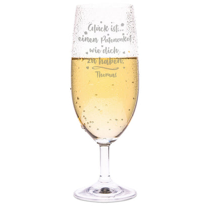 Leonardo Bierglas mit Gravur "Glück ist einen Patenonkel" mit Name