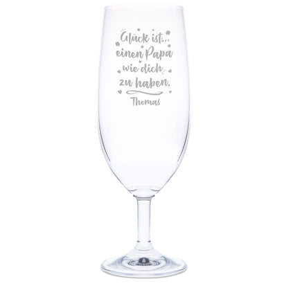 Leonardo Bierglas mit Gravur "Glück ist einen Papa" mit Name