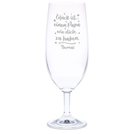 Leonardo Bierglas mit Gravur "Glück ist einen Papa" mit Name